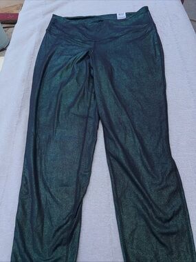 Wide-Leg Metallic Forest Green Lounge Pants
